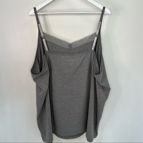 Catherines Women's Plus Size Suprema Gray Cami With Lace Plus Size 5X - Picture 5 of 6